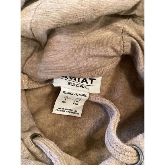 Ariat Real Shield Womens Hoodie Sz 2XL Oatmeal Heather Logo - Picture 8 of 14